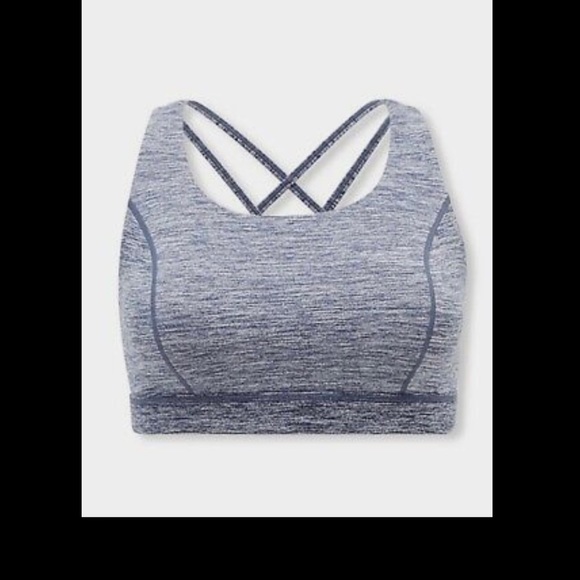 Torrid Vintage Indigo Space-Dye Lattice Back Wicking Sports Bra NWT Size 2X - Picture 11 of 14